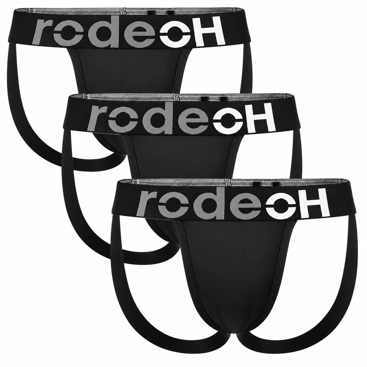 RodeoH Shift Sport Minimal Jock 3 pack in Black Luxe: three black jocks