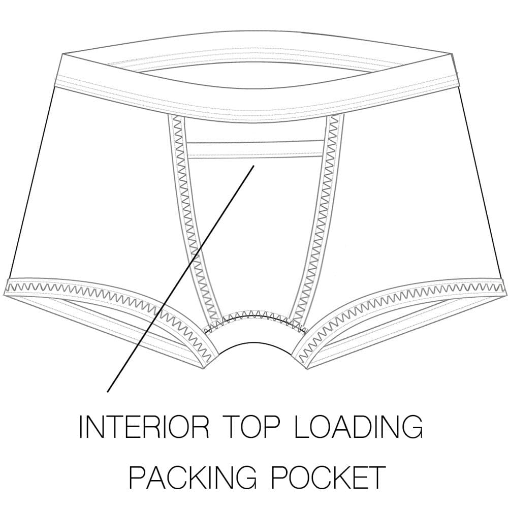 6" Top Loading Boxer Packing Underwear  interior pocket sketch diagram