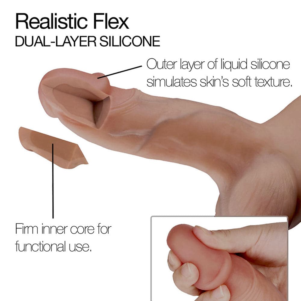 6.7" Realistic Flex Dildo  graphic sketch of dual density layers