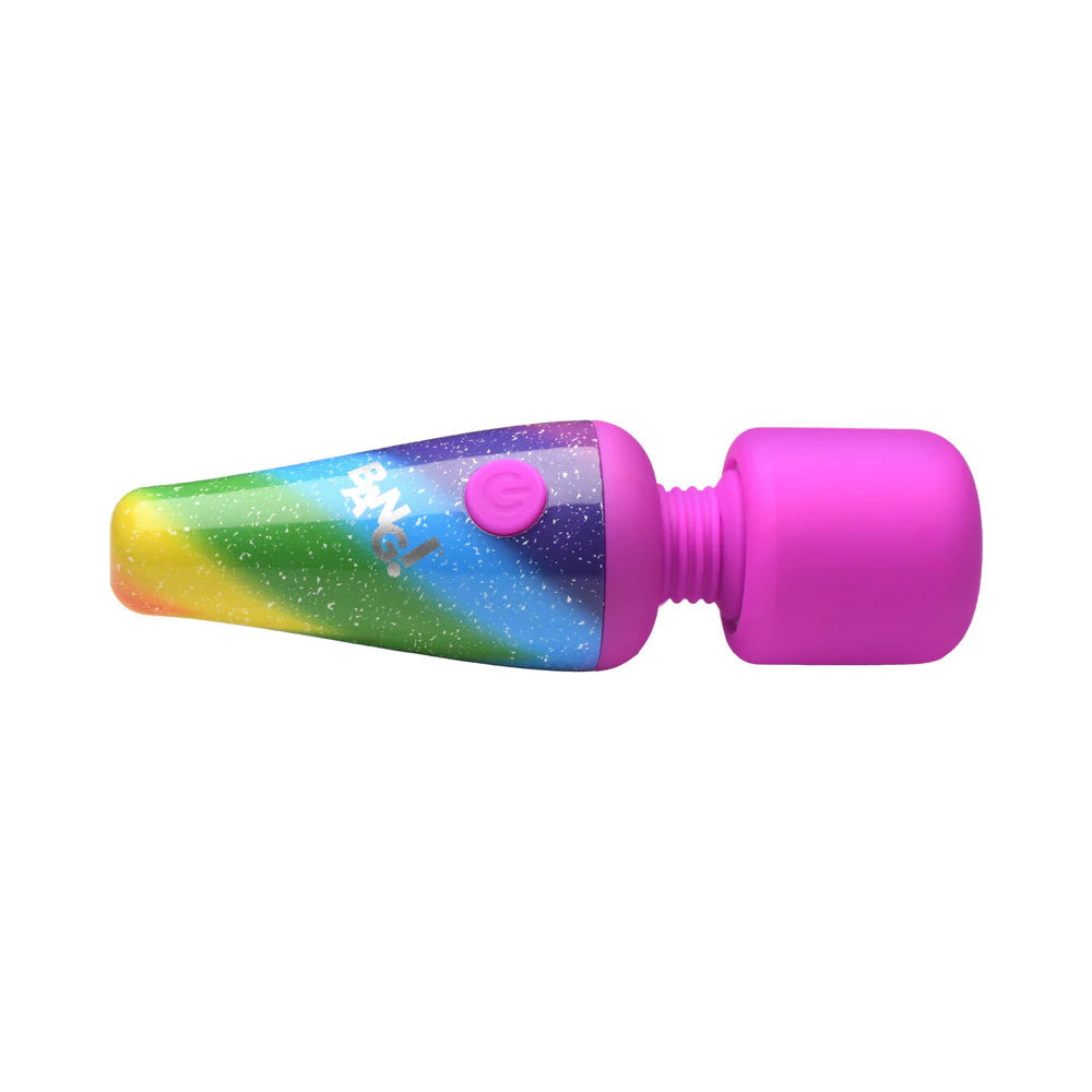 Bang! Rainbow Mini Wand Rechargeable Silicone Vibrator - Rainbow Multicolor