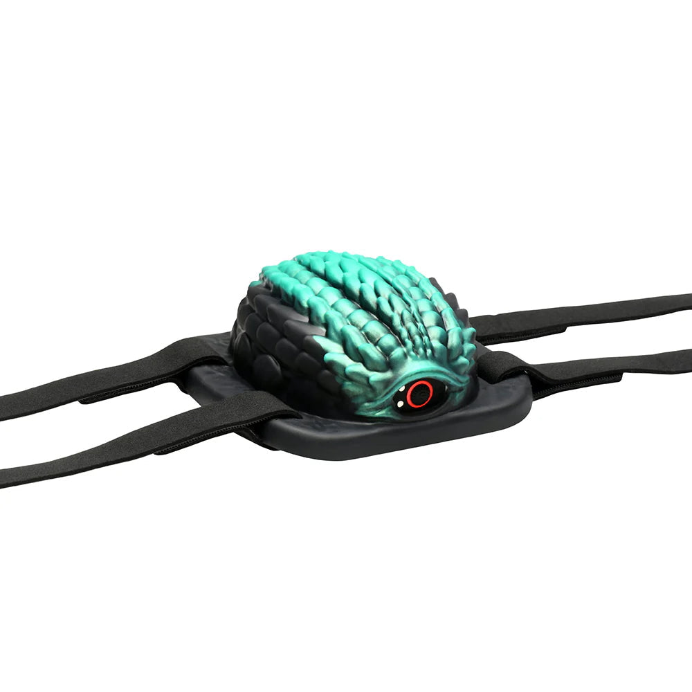 Dragon  Vibrating Rechargeable Silicone Grinder Black/Teal by creature cocks