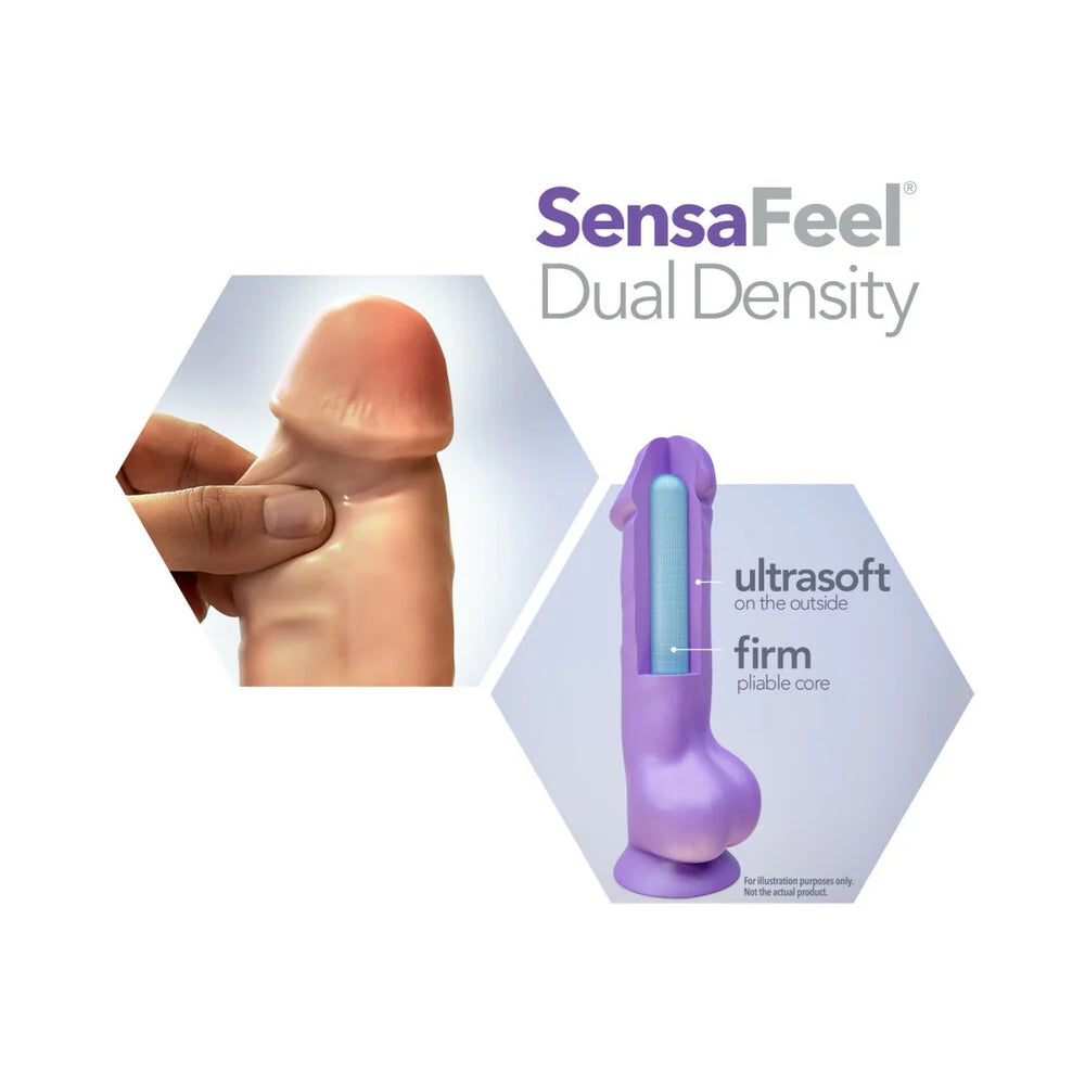 Au Naturel  flexible shaft Sensafeel dual TPE realistic dildo zoomed in texture and graphic of dildo layers