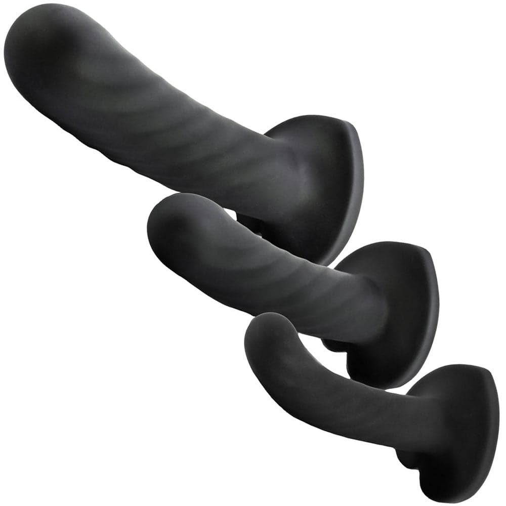 Blush Temptasia Twist Silicone Dildo Kit - Set of 3 - Black - RodeoH