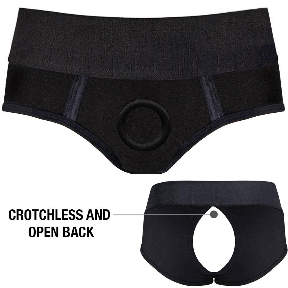 2.0" Brief+ Crotchless Harness - Black