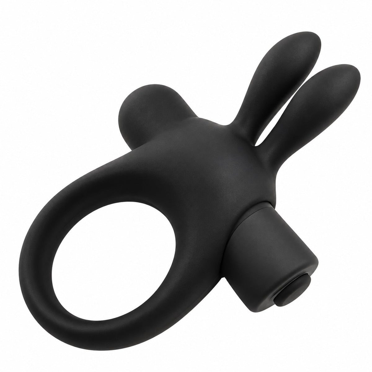 Hopper Vibrating Cock Ring in black with two vibrating bunny ears