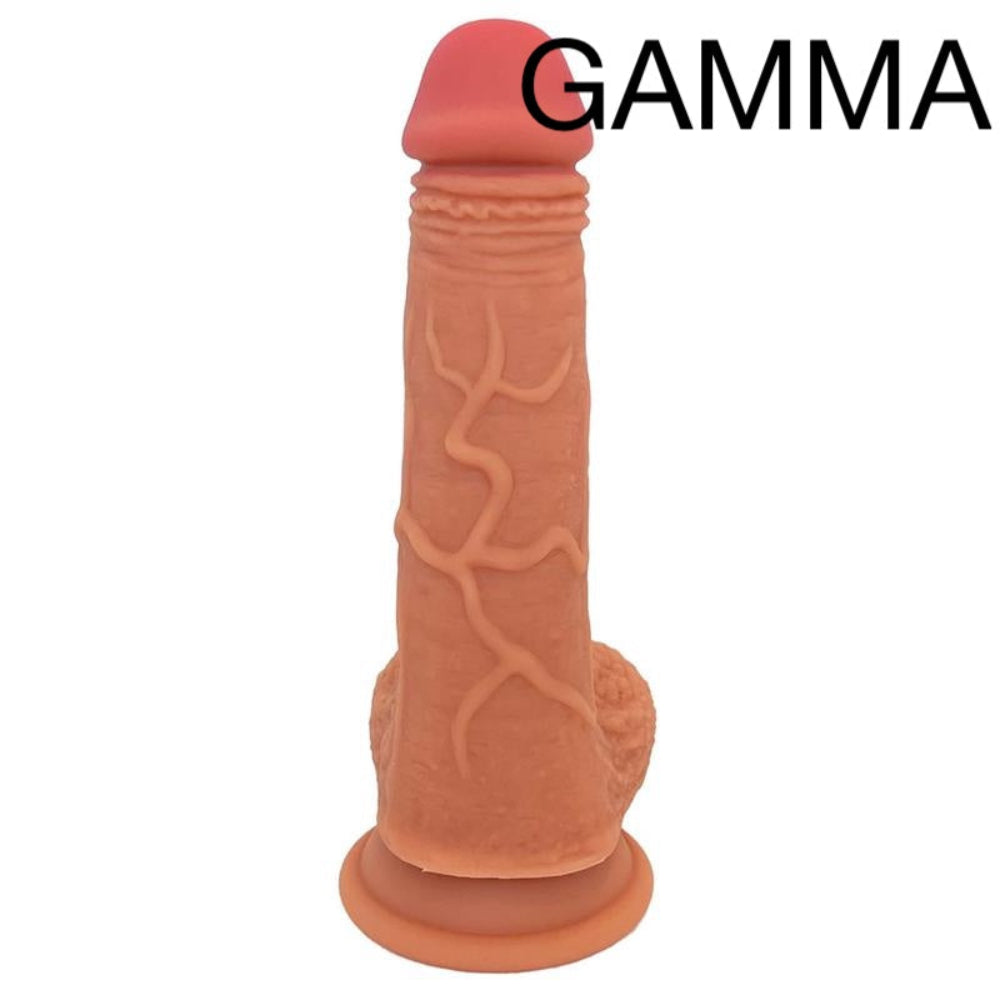 xnexus legacy silicone tan dildo gamma from the s, flat on its suction cup baseback