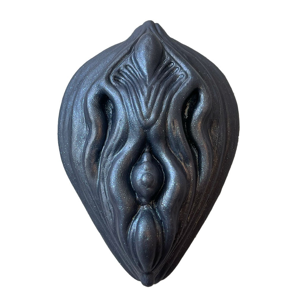 Pris Toys Tribble soft fantasy dildo cushion grinder pad. fro the front in Night sky a black with blue glitter color scheme