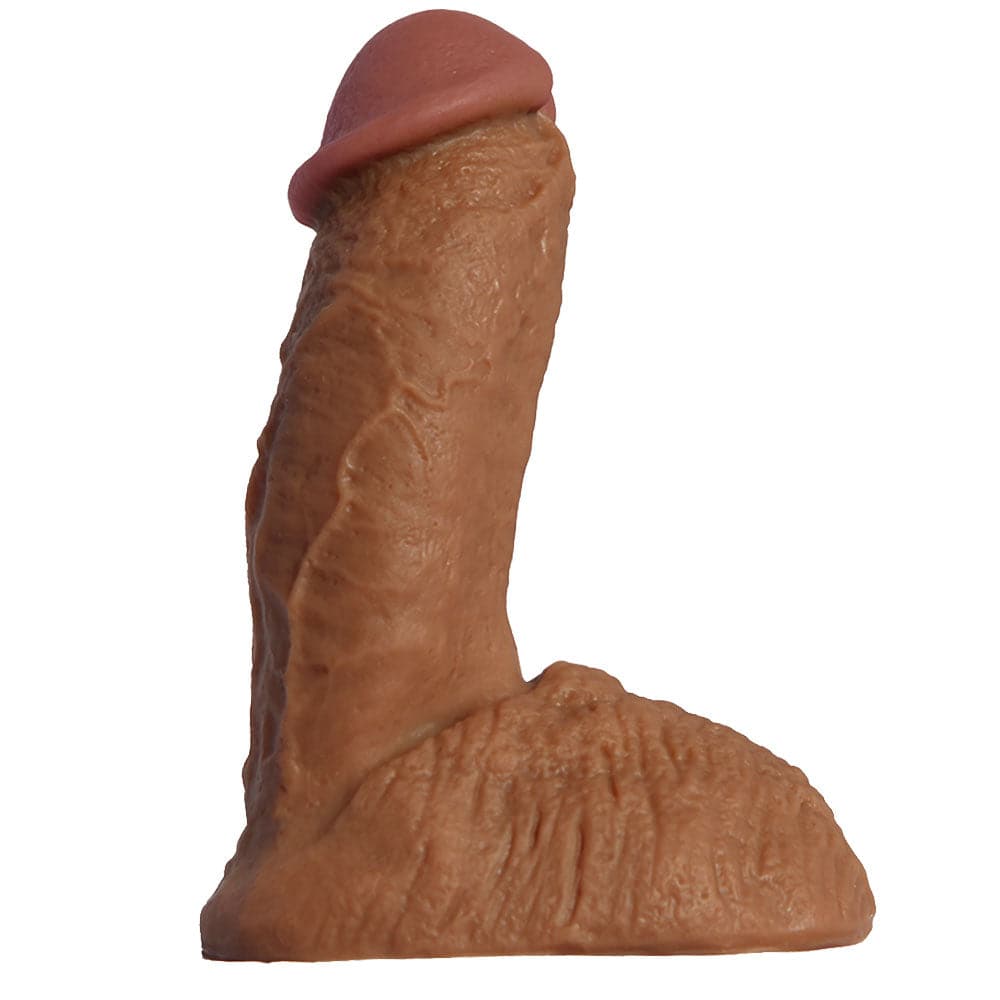 5.5" Realistic Semi Pack and Play Dildo - Dark Caramel