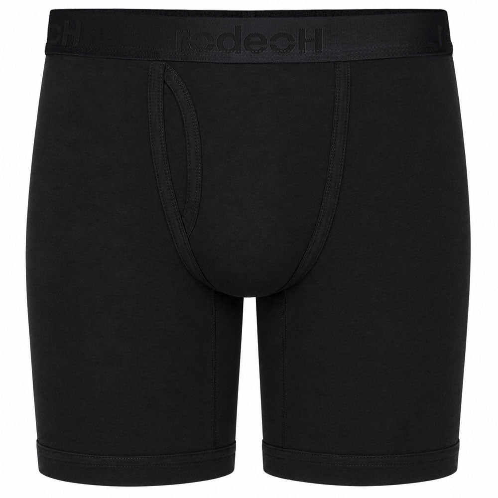 RodeoH Shift 9 inch inseam boxer underwear with side loading interior pocket in black, form the front