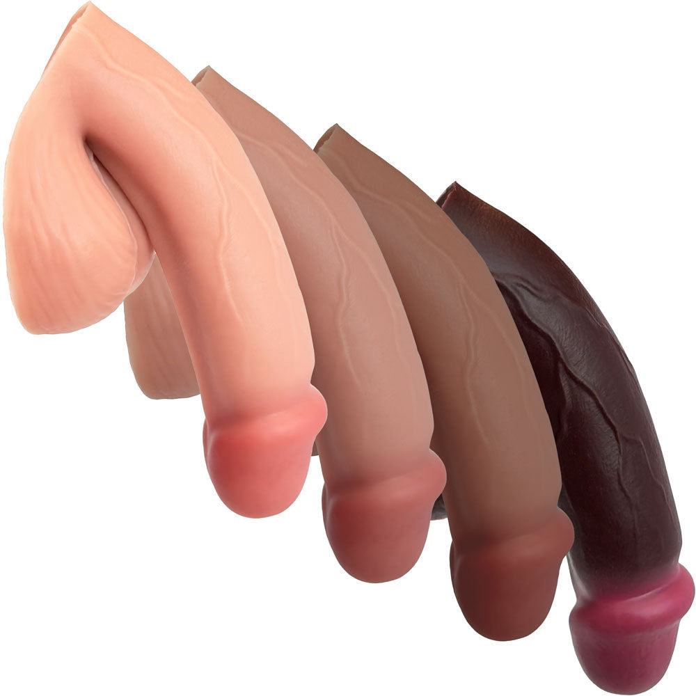 ALL 4 COLCORSOF  SILICONE VECTOR 5 INCH FTM SILICONE PACKER, FROM THE SIDE IN THE PACKED FLACCID POSITION