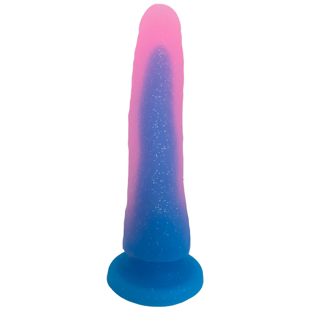 Nexus Silicone Grande Dildo in Sweet tart pink and blue ombre from the back