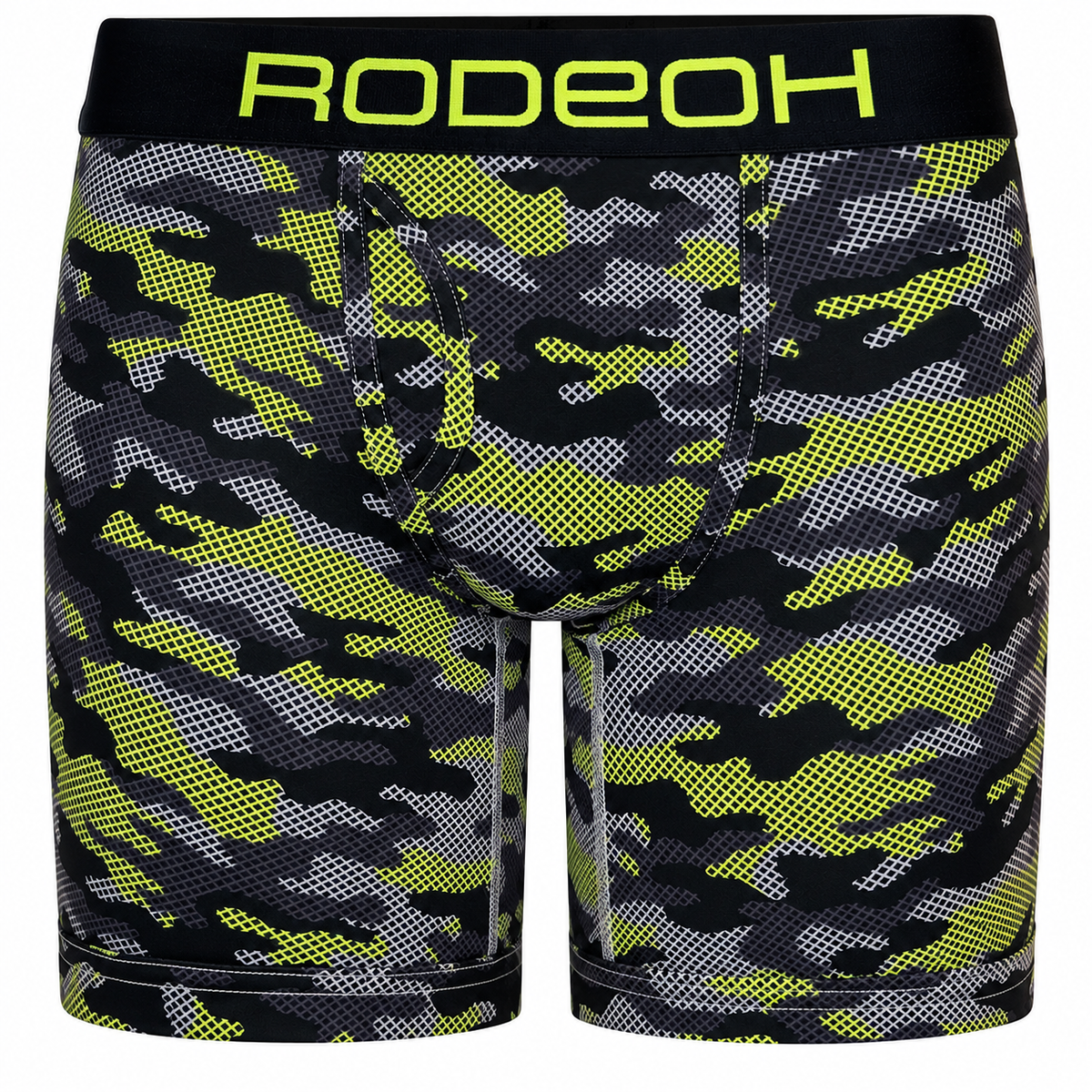 RodeoH Shift 6 inch Boxer in Green Camo, front view