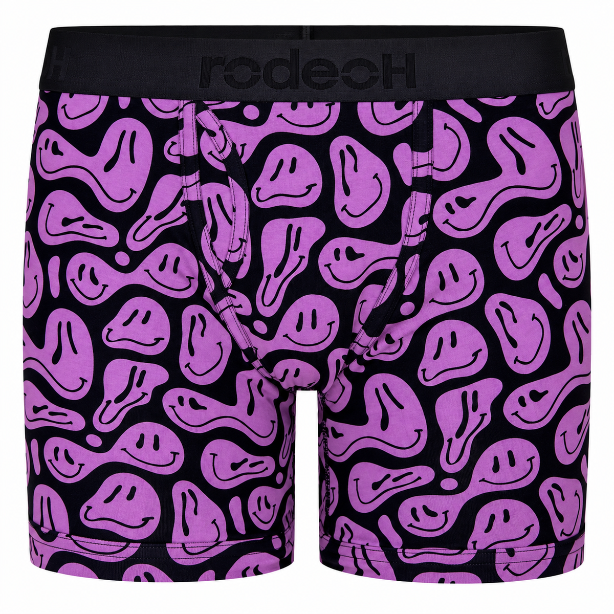 RodeoH Shift 6 inch Boxer in Indigo Smiley print, front view