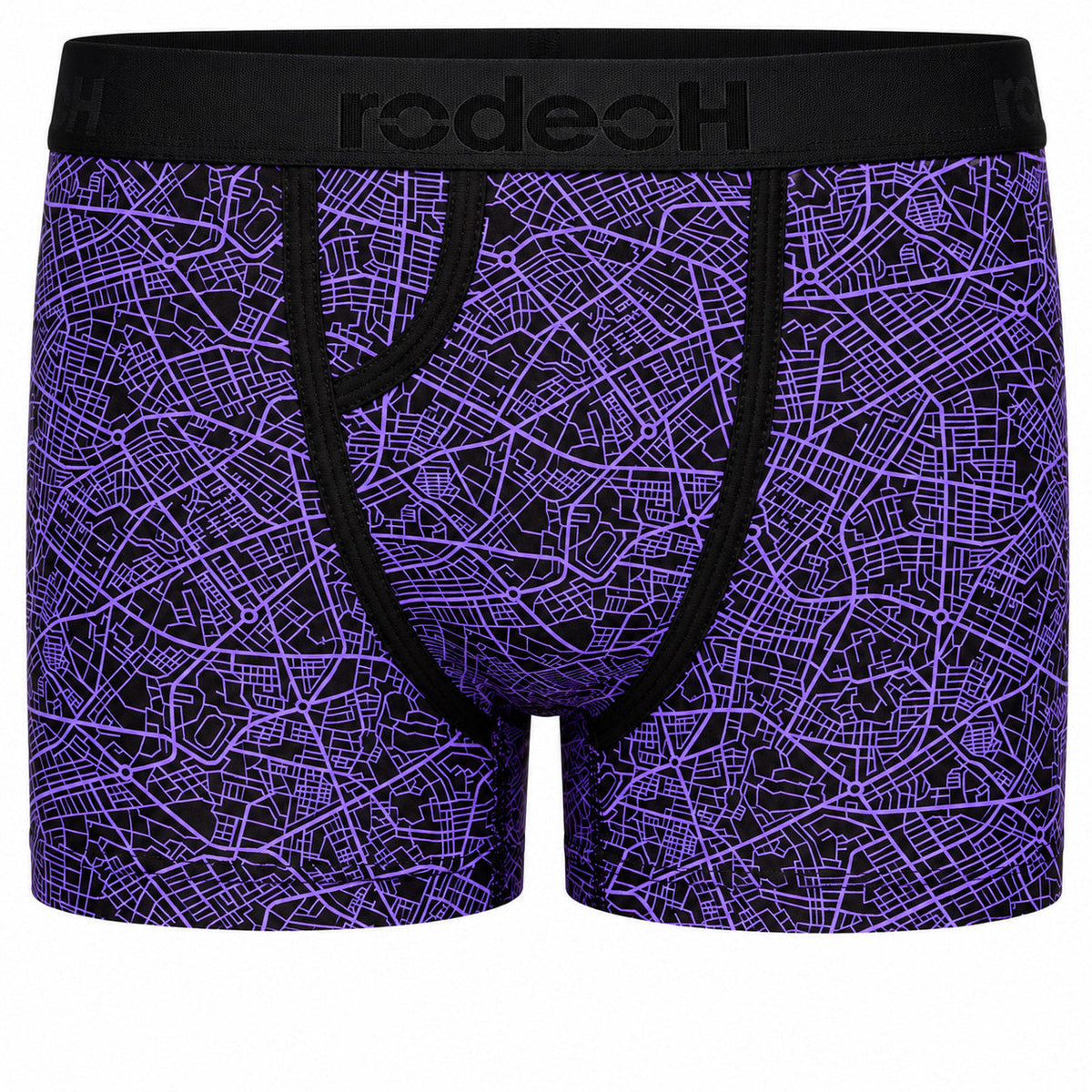RodeoH Classic Top Loading Packing Boxer in Geometric Purple print, front view