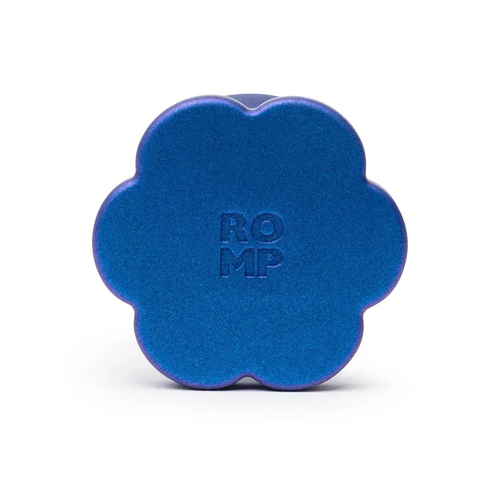 close up of flower haped base of romp silcone anal plug