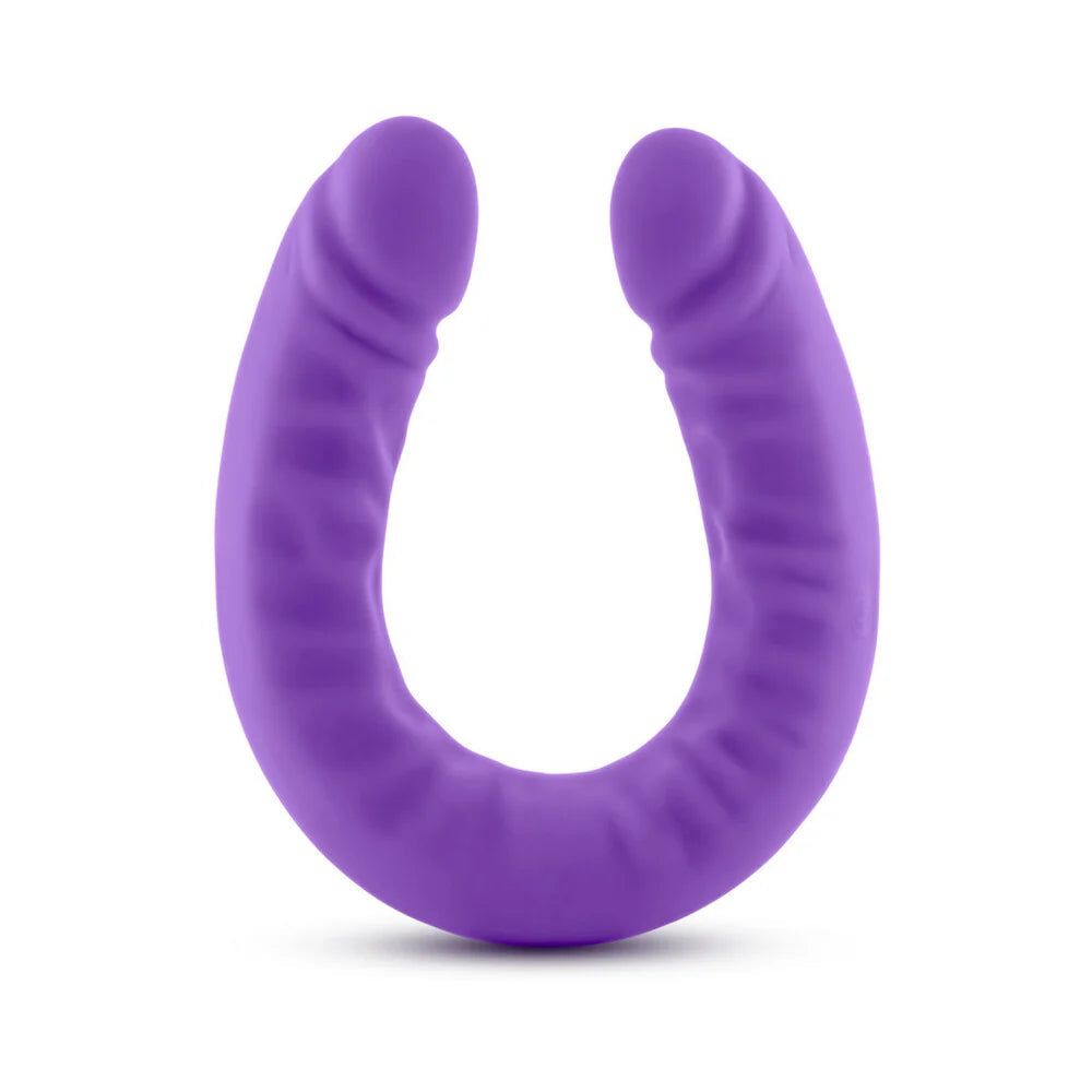Ruse U-shaped 18-inch silicone double dildo purple,  for solo or partner play, flexible with a smooth finish