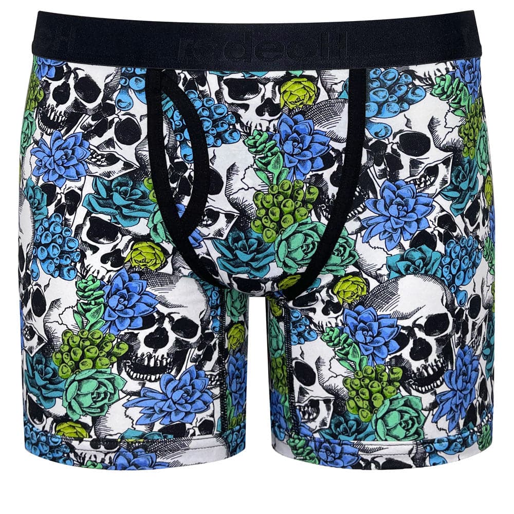 Shift 6" Boxer Packer Underwear - Succulents Skulls White - RodeoH