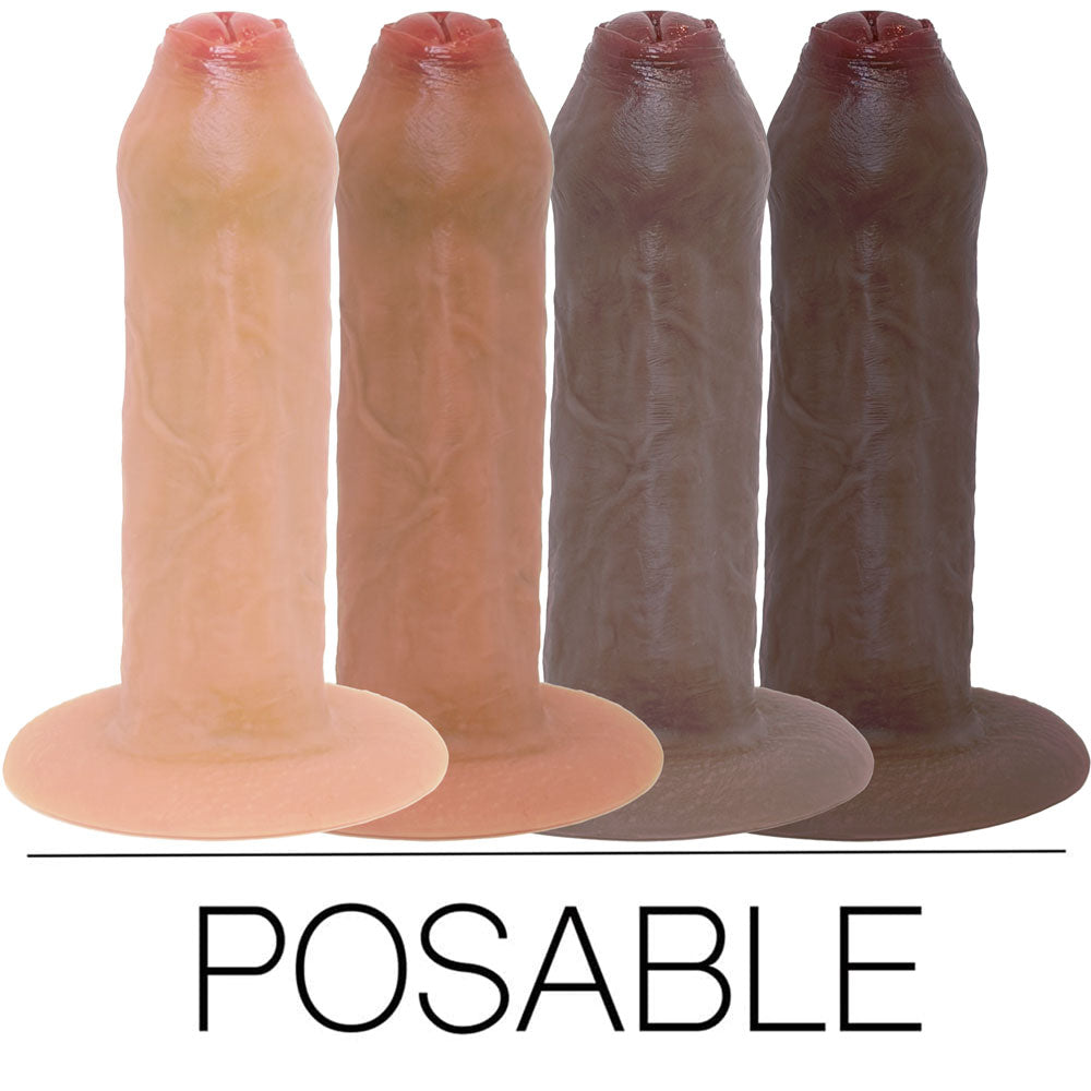 5.5" SoReal Uncut Posable Silicone Dual Density Dildo