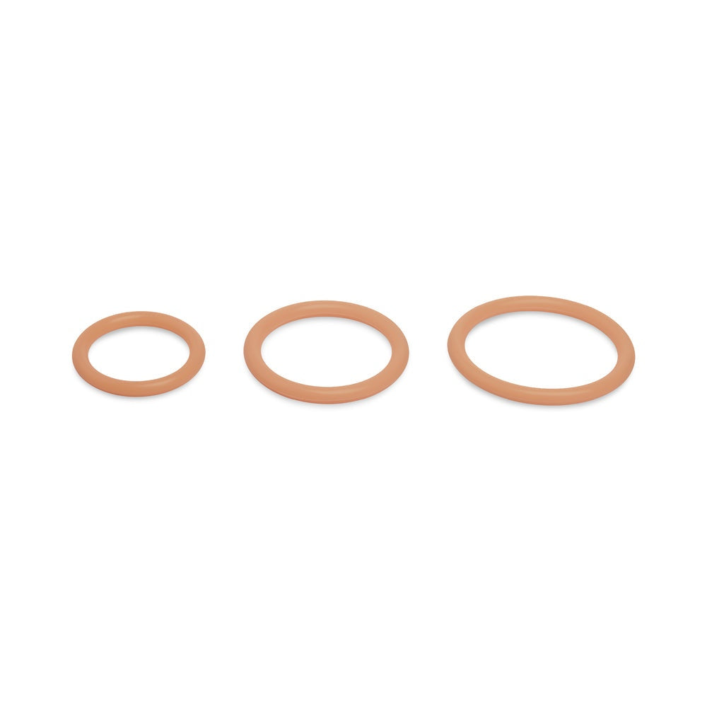 Together Tones Nude fit caramel colored strap on harness orings, all three sizes