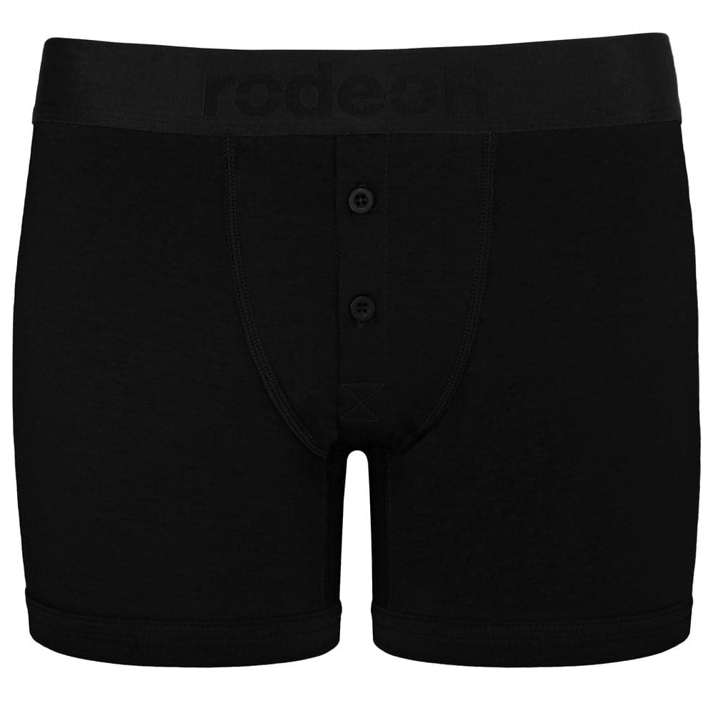 Top Loading Button Fly Boxer Packing Underwear - Black