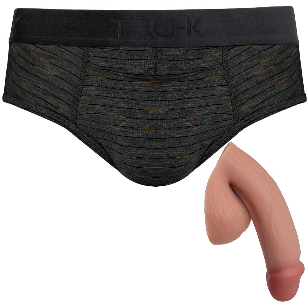 TRUHK Dark Gray Brief with Vector silicone packer in Caramel