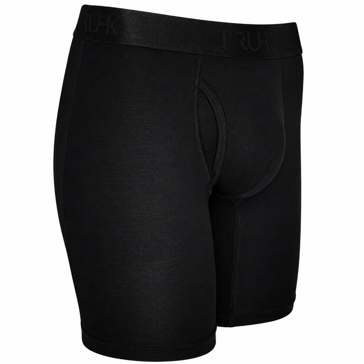 TRUHK Classic Boxer in Black, side view showing the side opening on the front pouch