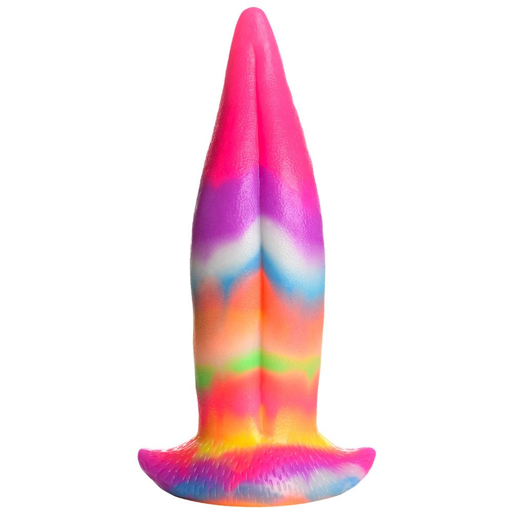 Unicorn Tongue Glow-In-The-Dark Silicone Dildo - Rainbow Glow - RodeoH