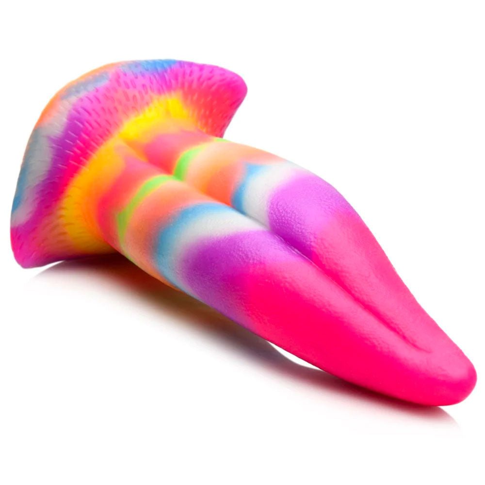 Unicorn Tongue Glow-In-The-Dark Silicone Dildo - Rainbow Glow - RodeoH