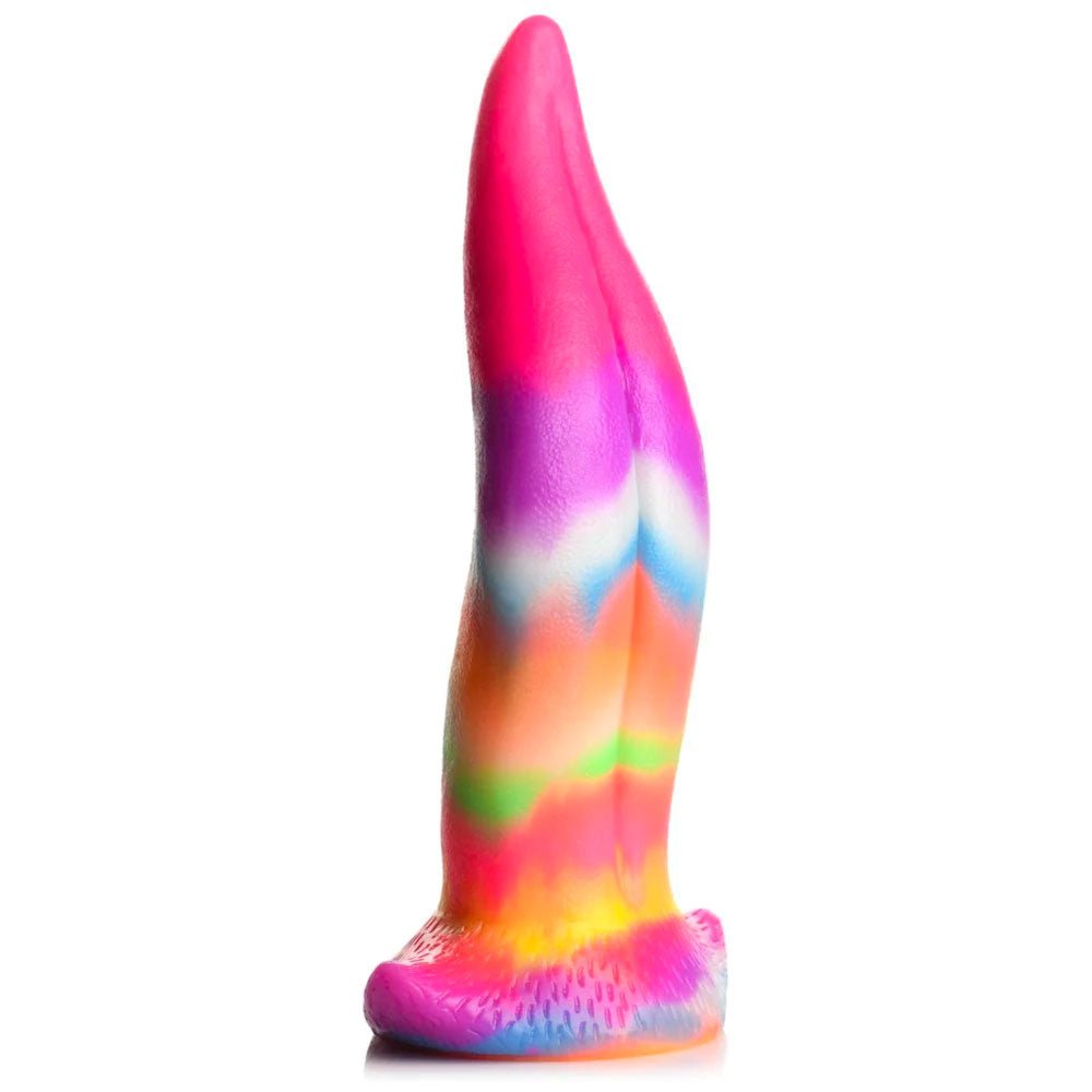 Unicorn Tongue Glow-In-The-Dark Silicone Dildo - Rainbow Glow - RodeoH